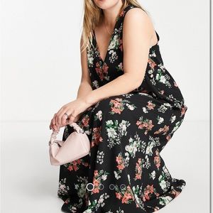 ASOS Design Curve Plunge Floral Maxi Dress